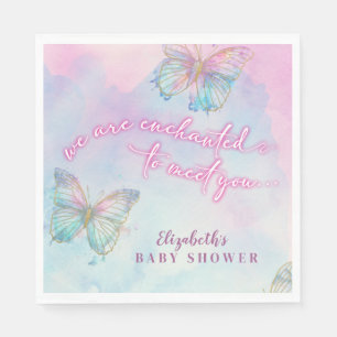 Dreamy Enchanted to Meet You Butterfly Baby Shower Napkin