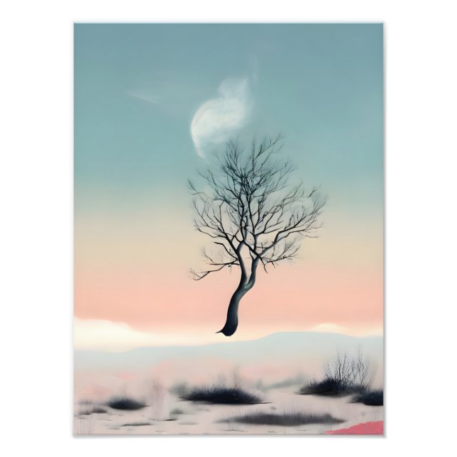 Dreamy Escape: Floating Tree with Feather Photo Print (Front)
