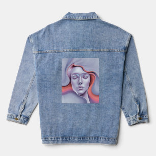 Dreamy Ethereal Woman Portrait Surreal Flowing Art Denim Jacket