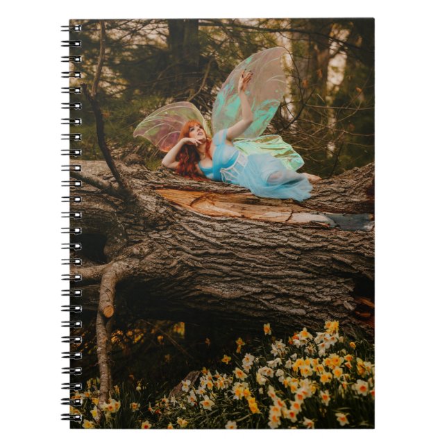 Dreamy Fairy on Fallen Tree - Notebook (Front)