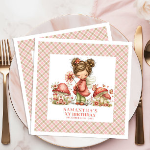 Dreamy Fairy Pink Blush Floral Birthday Party Napkin