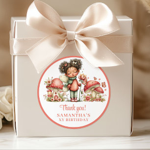 Dreamy Fairy Pink Floral Girl Birthday Thank You  Classic Round Sticker