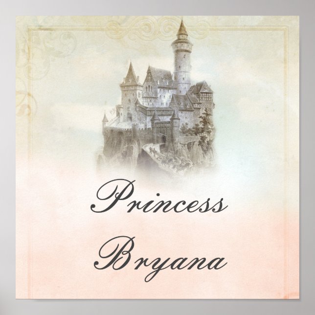 Dreamy Fairy tale Storybook Castle Party Banner Poster (Front)