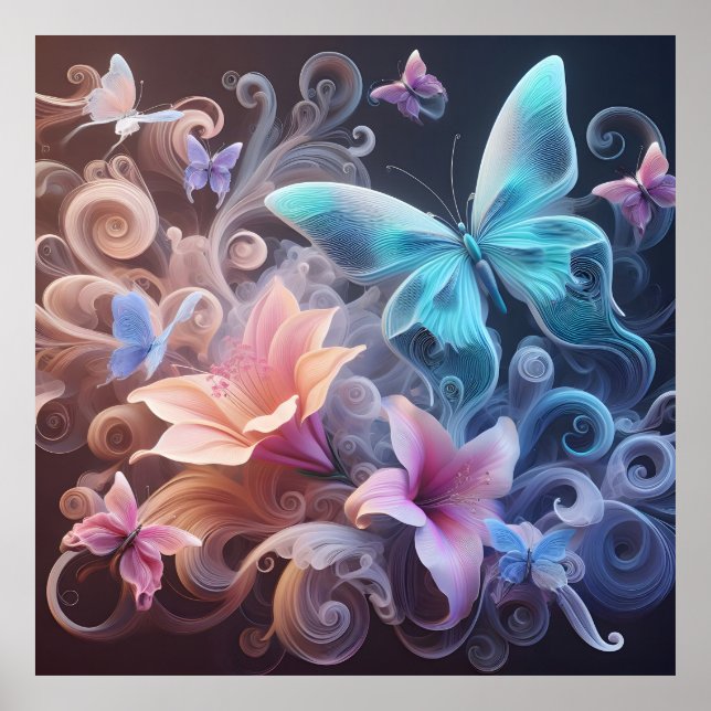 Dreamy fantasy butterfly poster (Front)