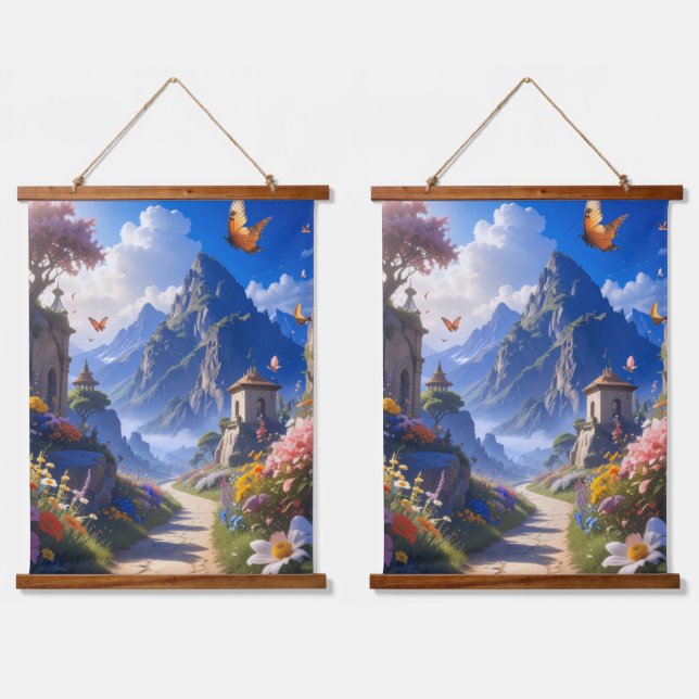 Dreamy Fantasy Landscape Tapestry – Mountains & Bl (Double)