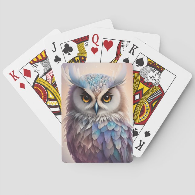 Dreamy Fantasy Owl Soft Pastel Colours Playing Cards (Back)