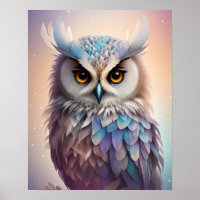Dreamy Fantasy Owl Soft Pastel Colours