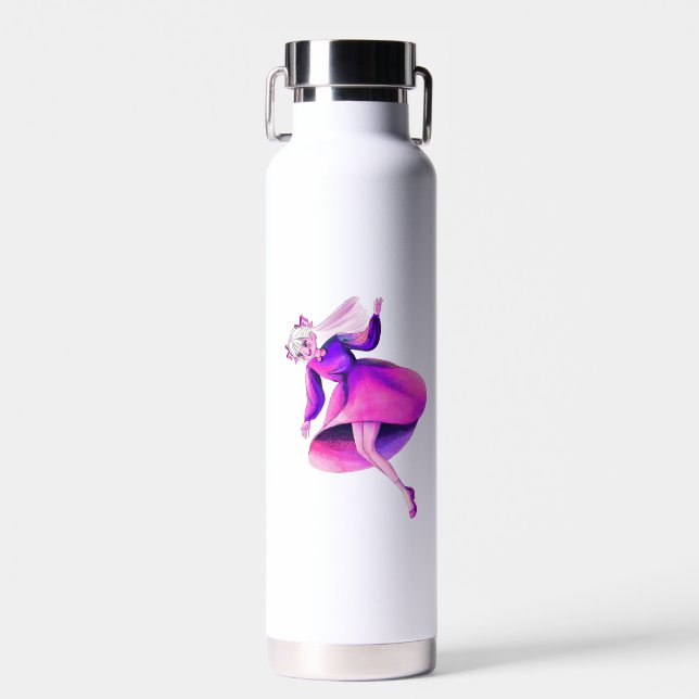 Dreamy Fantasy Princess Illustration Water Bottle (Front)