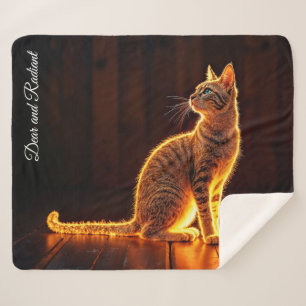 Dreamy feline art gold cat portrait lovely pets sherpa blanket
