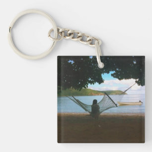 Dreamy Fiji Beach Landscape Key Ring
