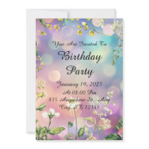 Dreamy Floral Birthday Invitation