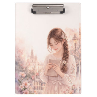Dreamy Floral Girl Aesthetic Clipboard – Pretty 
