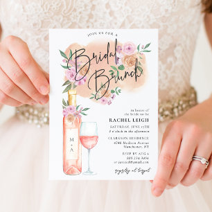 Dreamy Floral Rosé Bridal Brunch Invitation
