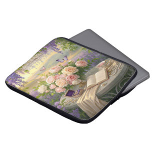 Dreamy Floral sanctuary bathed golden hour light Laptop Sleeve