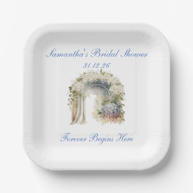 Dreamy Floral Wedding Paper Plates (Front)