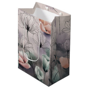 Dreamy Florals: Ink and Watercolor Elegance Medium Gift Bag