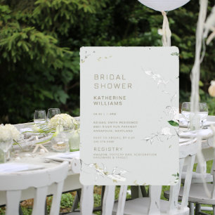 Dreamy Foliage Light Sage Modern Bridal Shower Invitation