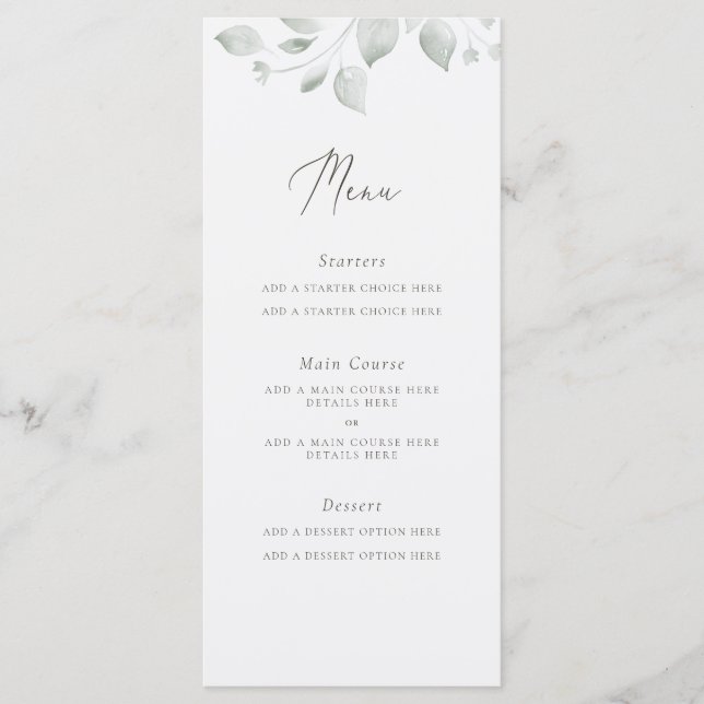 Dreamy Foliage Menu Card (Front)
