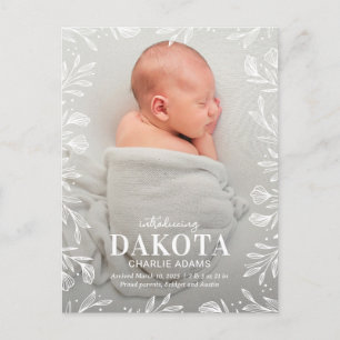 Dreamy Foliage Modern Birth Announcement Postcard