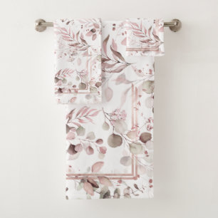 Dreamy Foliage Pattern Blush ID817 Bath Towel Set