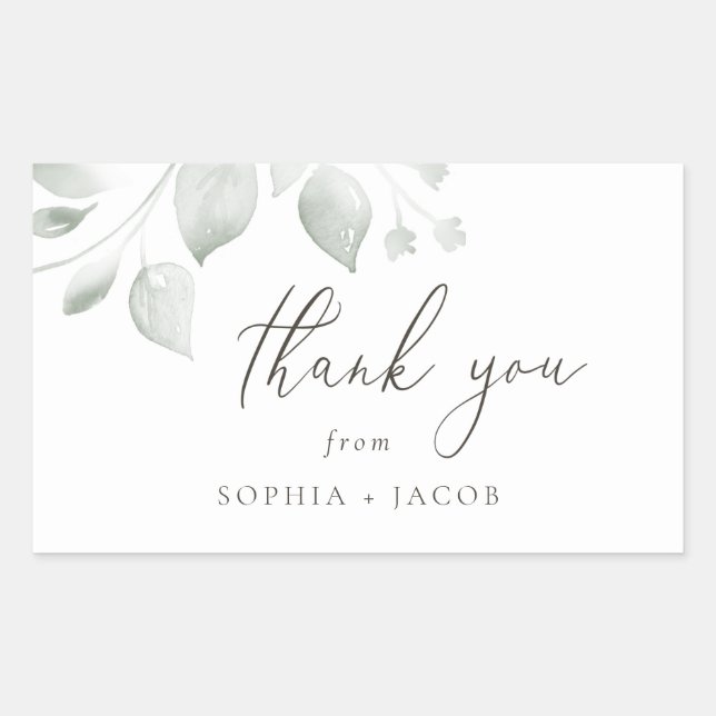 Dreamy Foliage Thank You Rectangular Sticker (Front)