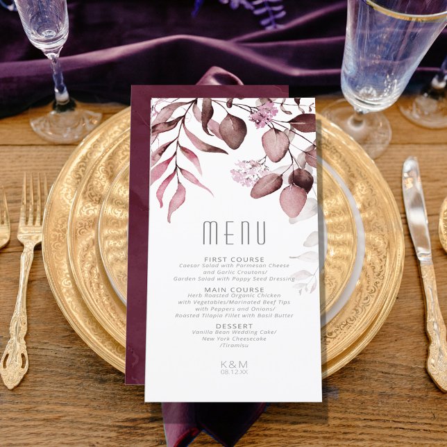 Dreamy Foliage Wedding V1 Burgundy ID817 Menu (Creator Uploaded)