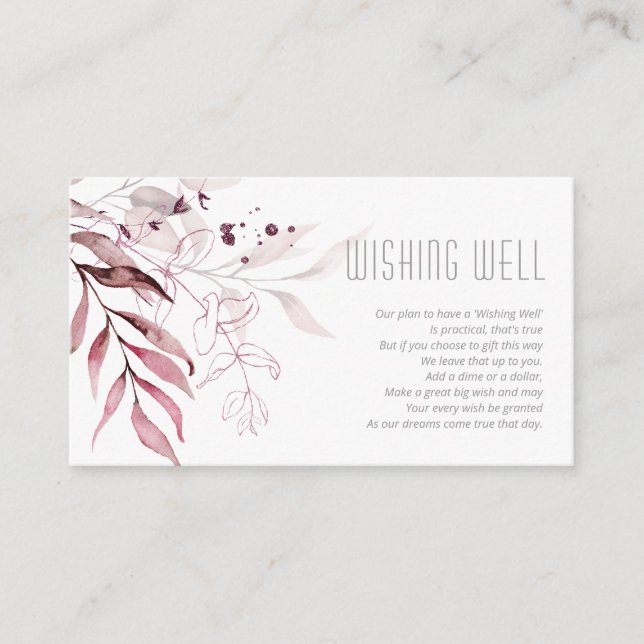 Dreamy Foliage Wishing Well V1 Burgundy ID817 Enclosure Card (Front)