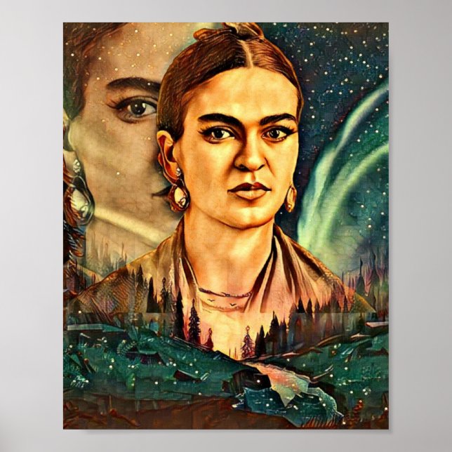 Dreamy Frida Kahlo Surreal Outdoor Woods Scene Poster (Front)