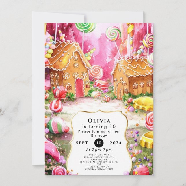 Dreamy Fun Candyland Birthday Invitation (Front)