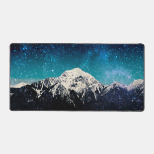 Dreamy galaxy mountain above the clouds desk mat