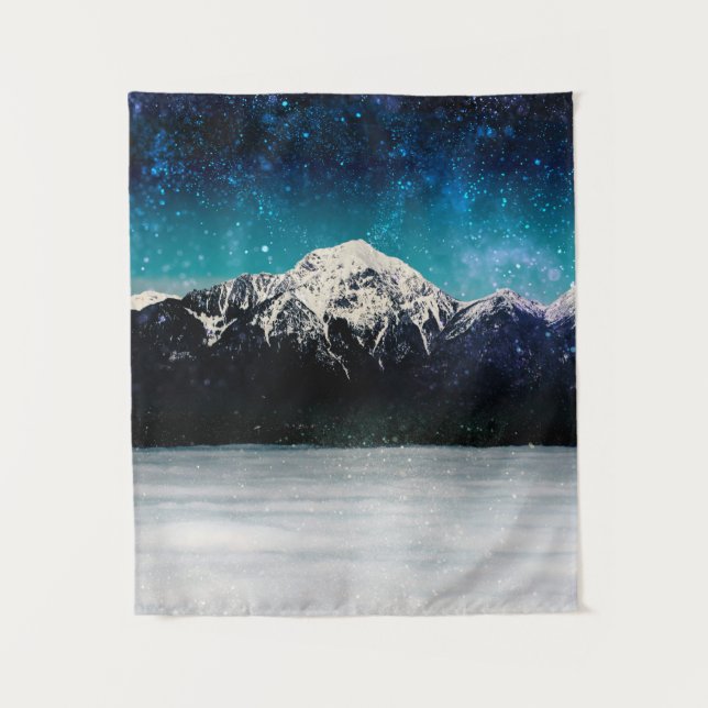 Dreamy galaxy mountain above the clouds tapestry (Front)