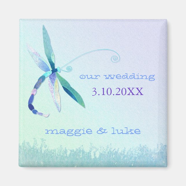 Dreamy Garden Dragonfly Wedding Invitation Magnet (Front)