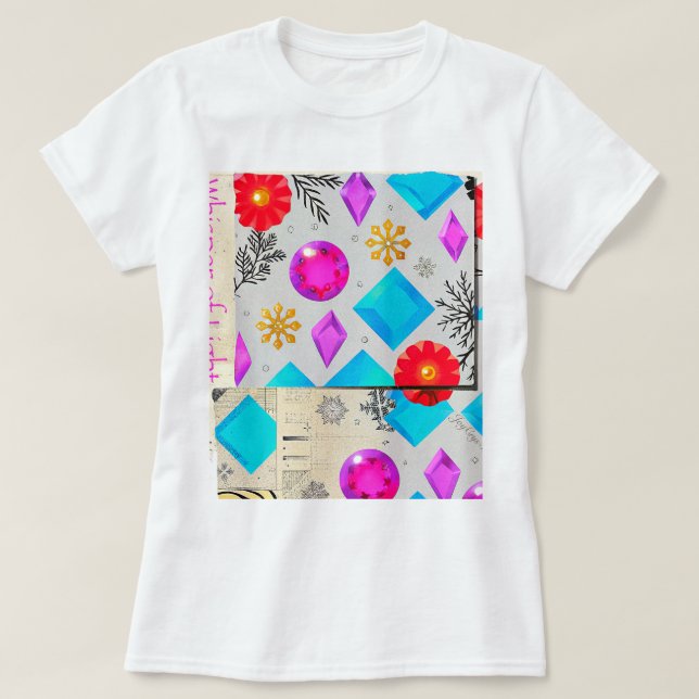 Dreamy Gem Pattern – Pink Blue Light Series T-Shirt (Design Front)