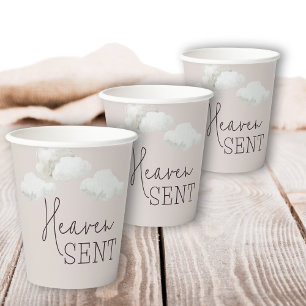 Dreamy Gender Neutral Heaven Sent Gender Reveal Paper Cups