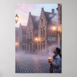 Dreamy Ghent Beerland Evening Glow Poster