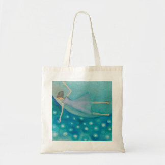 Dreamy girl and Starry Sky Poetic Tote Bag