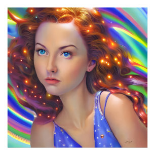 Dreamy Girl with Rainbow Lights Photo Print