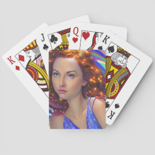 Dreamy Girl with Rainbow Lights  Playing Cards