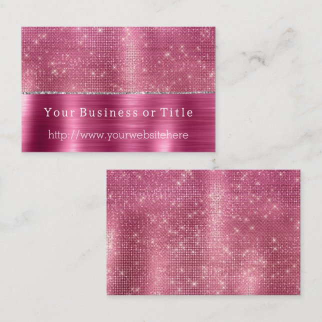 Dreamy Glitzy Pink Silver Sparkle Business Card (Front/Back)