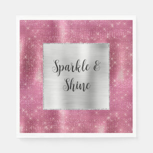 Dreamy Glitzy Pink Silver Sparkle Napkin