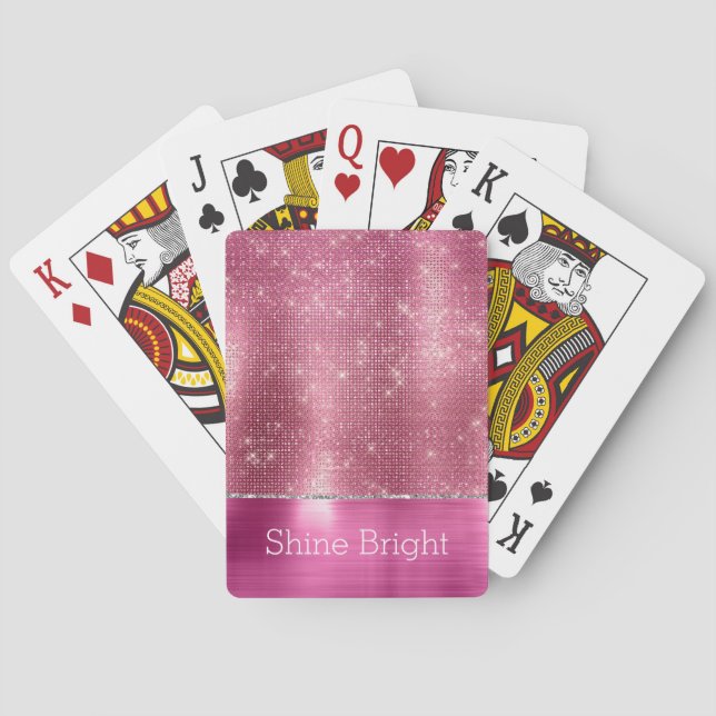 Dreamy Glitzy Pink Silver Sparkle  Playing Cards (Back)