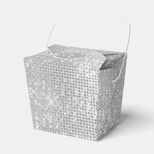 Dreamy Glitzy Silver Sparkle Favour Box (Front Side)