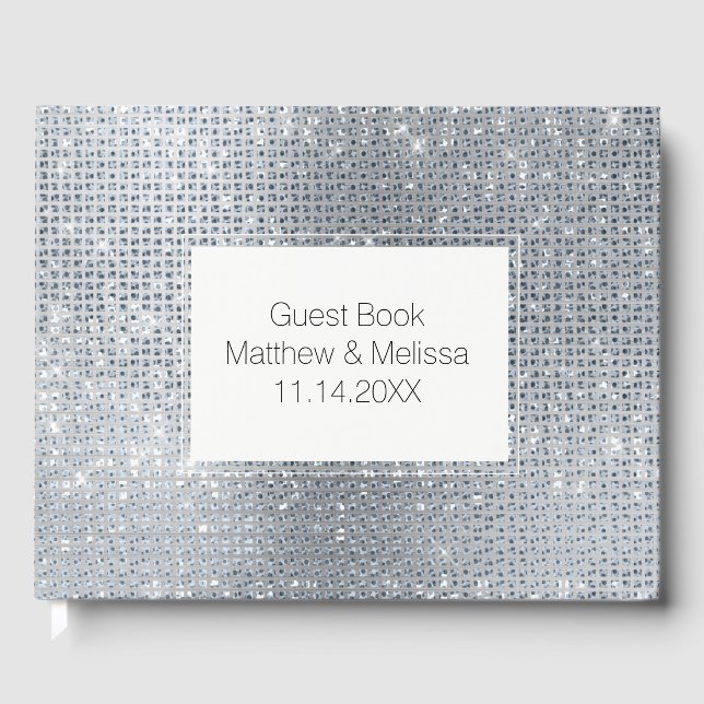 Dreamy Glitzy Silver Sparkle Wedding Guest Book (Front)