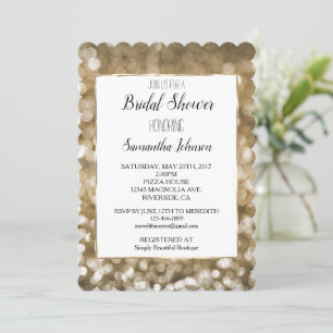 Dreamy Gold Bokeh Bridal Shower Invitation