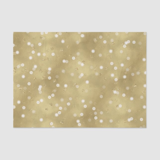 Dreamy Gold Bokeh Confetti Tissue Paper (Front)