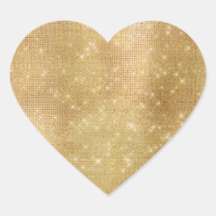 Dreamy Gold Glitzy Sparkle  Heart Sticker