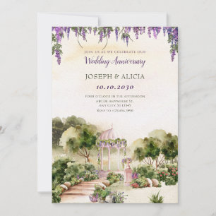 Dreamy green garden elegant wedding anniversary invitation