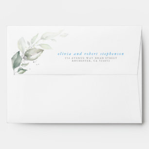 Dreamy Greenery and Baby Blue Inside Elegant Envelope