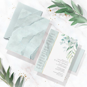 Dreamy Greenery Graduation Green/Blue ID911 Invitation