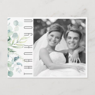 Dreamy Greenery Wedding Thank You Green/Blue ID817 Announcement Postcard